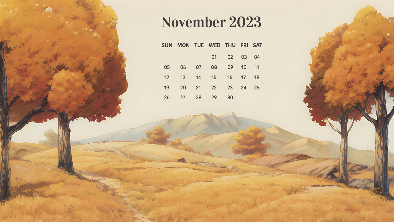 November 2023 calendar wallpaper
