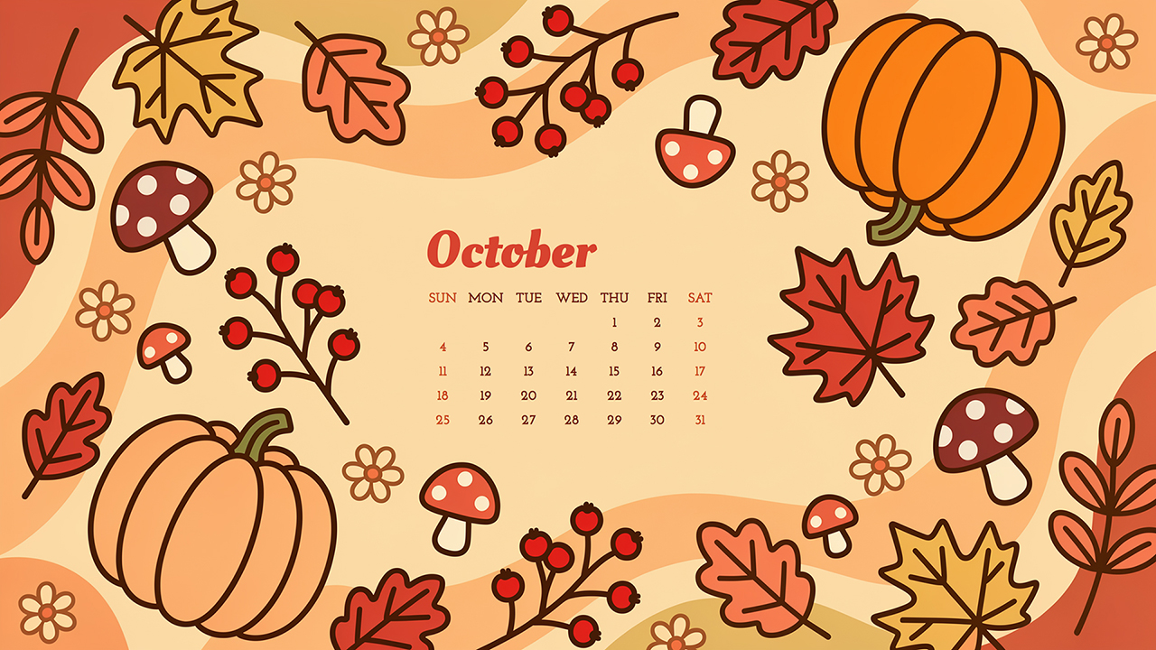 Aesthetic October Wallpaper With Calendar 2026