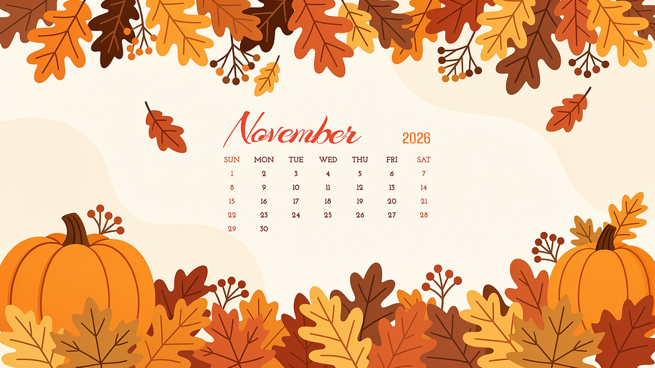 2026 November Fall Wallpaper With Calendar
