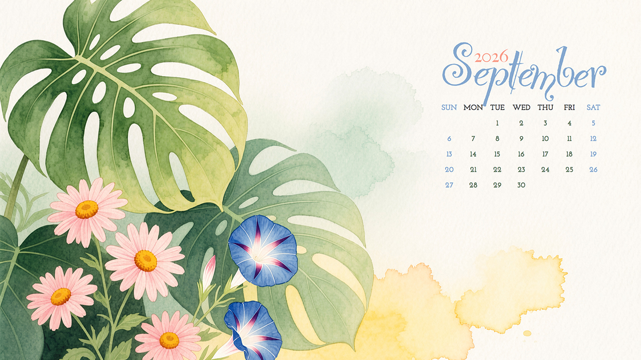 September Birthflower Calendar Wallpaper