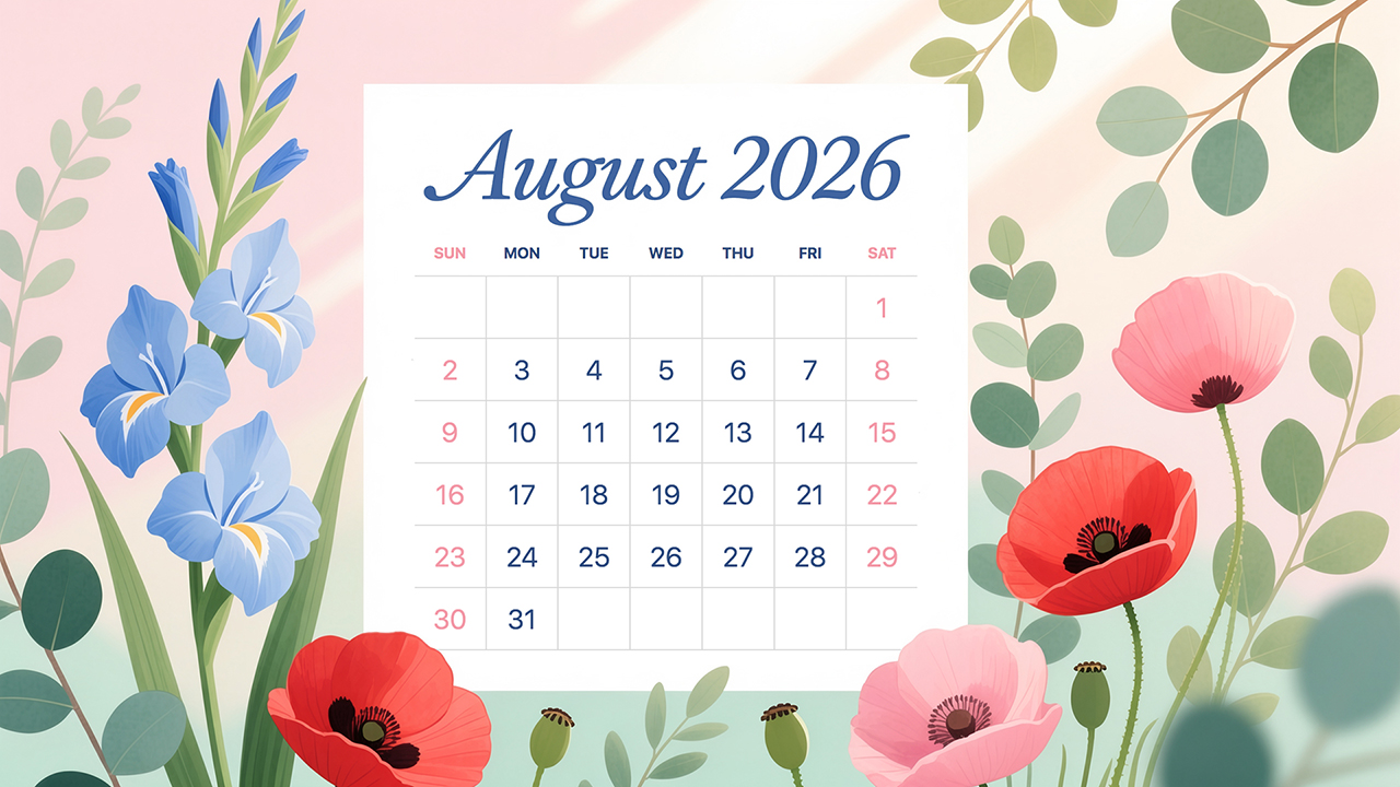 August 2026 Calendar Wallpaper