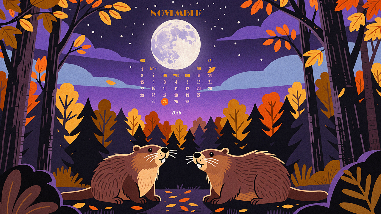 Beaver Moon 2026 Wallpaper Calendar