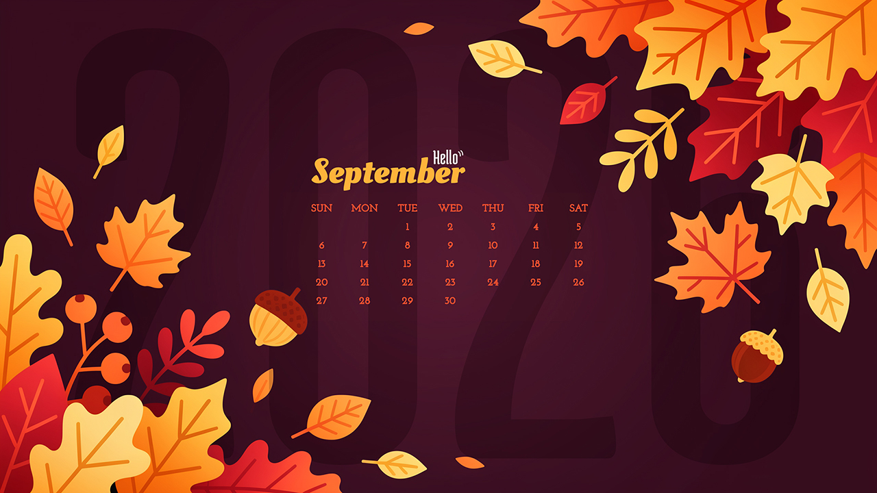 Hello September 2026 Calendar Wallpaper