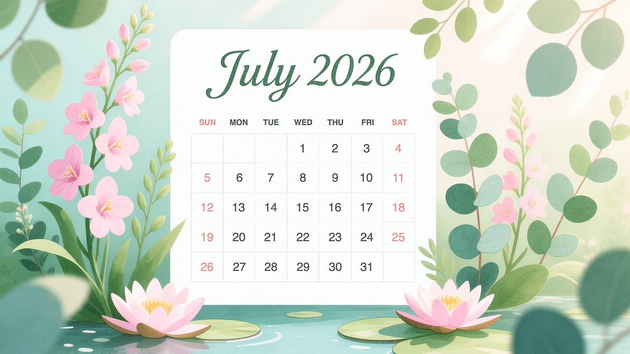 June 2026 Floral Calendar Wallpaper