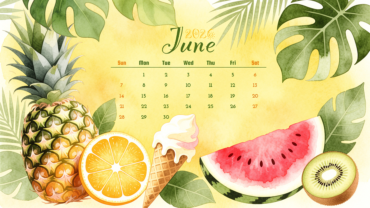 June 2026 Fruits Calendar Wallpaper