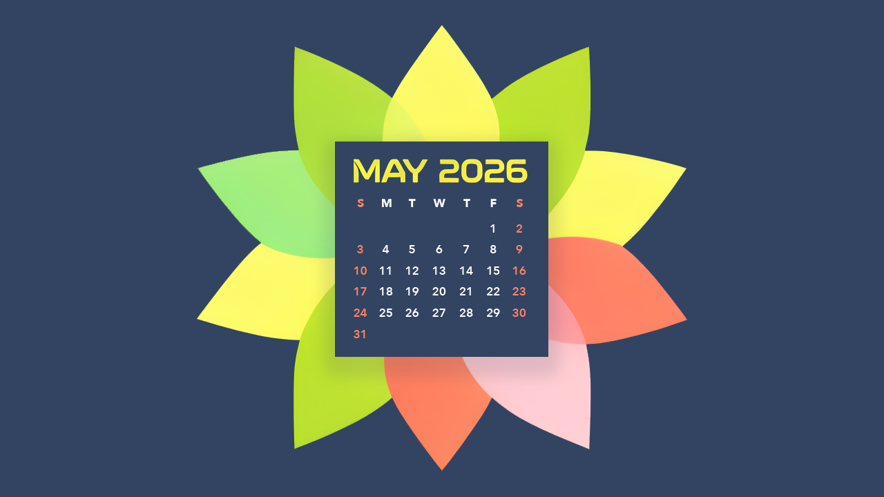 May 2026 Calendar Minimalist Flower Wallpaper