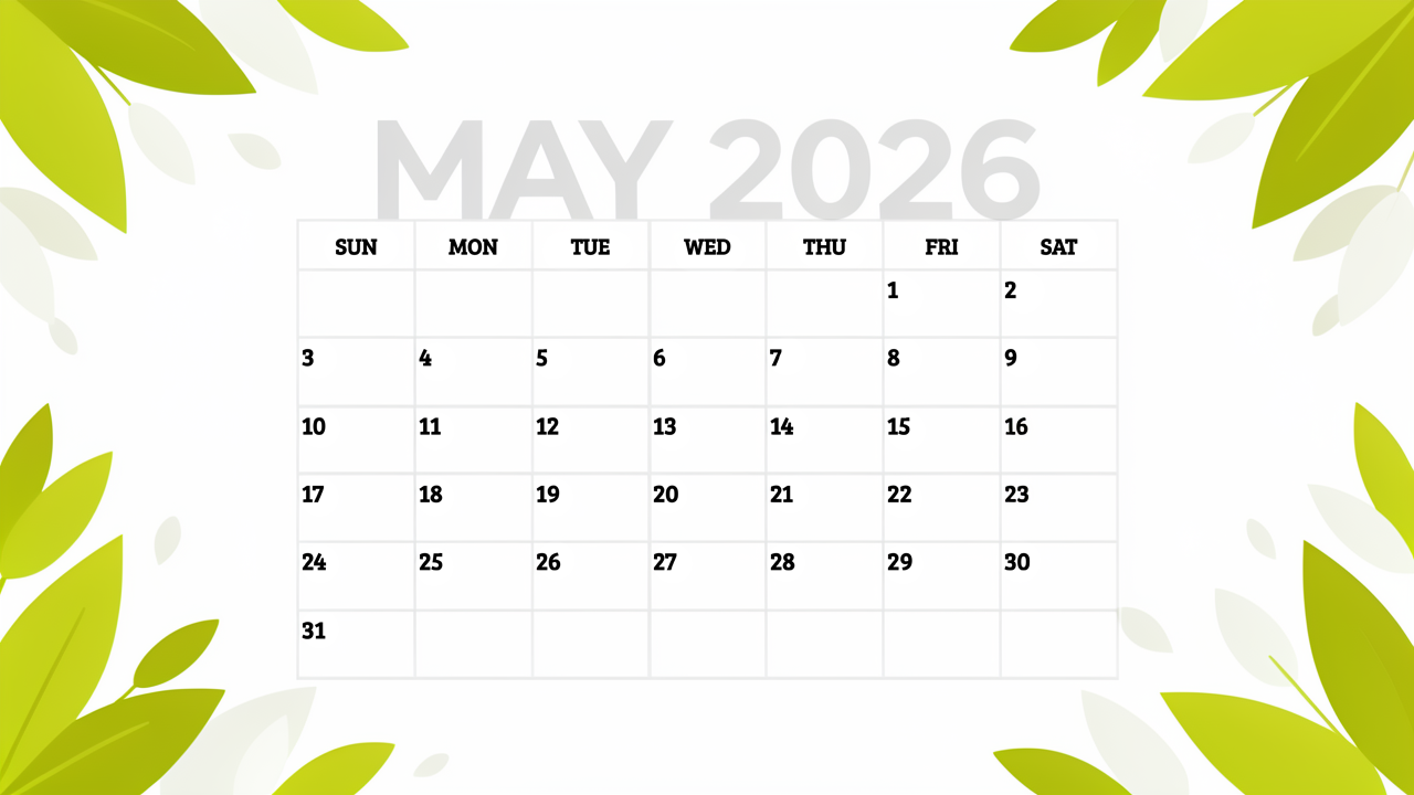 May 2026 Calendar Wallpaper