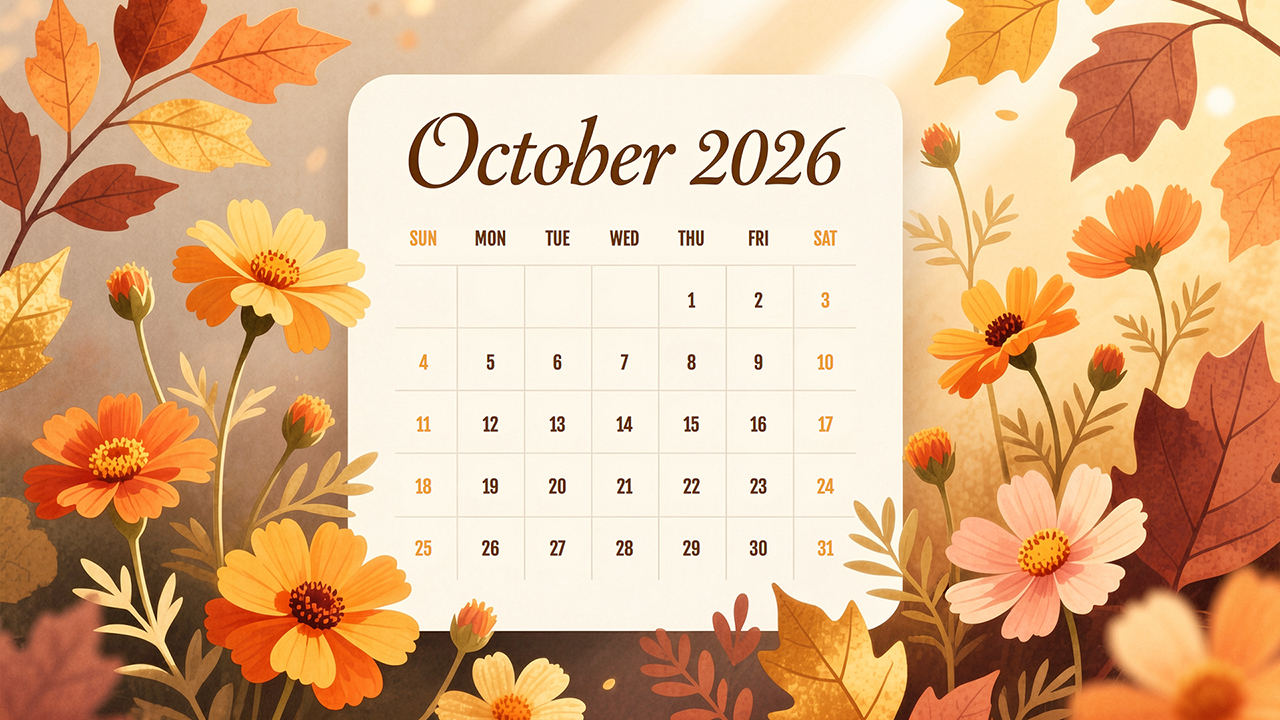 October 2026 Calendar Wallpaper