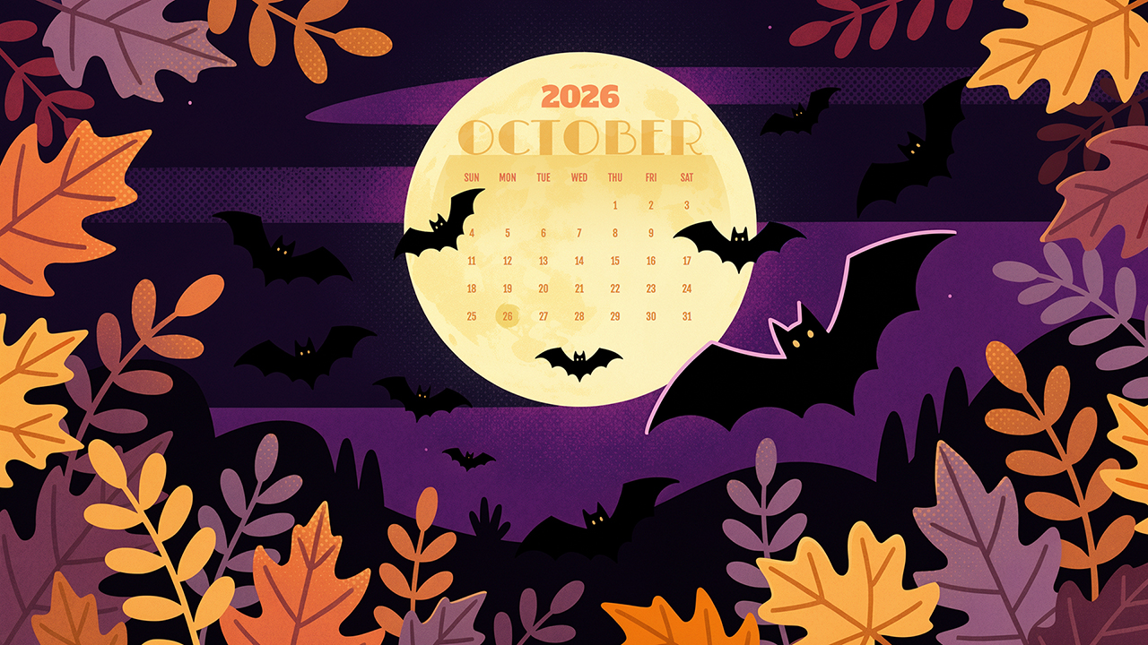 Spooky October 2026 Calendar Wallpaper